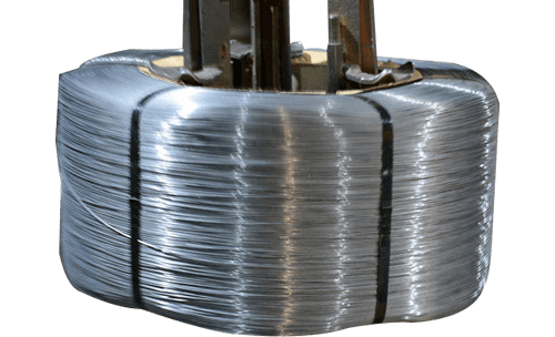 A roll of shaped wire in the warehouse.