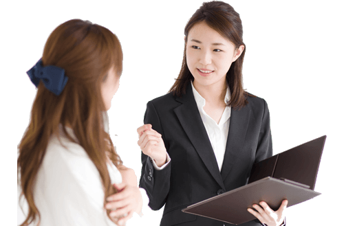 A sales representative is introduce products for customer.