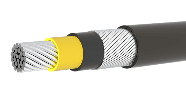 A piece of single core cable with flat wire armours.